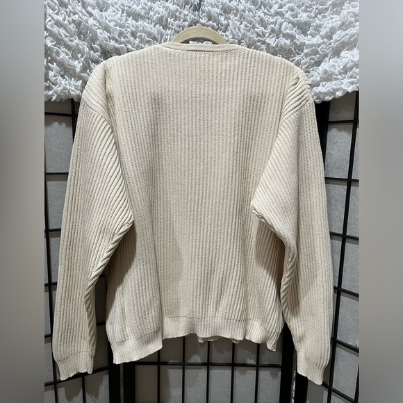 Timberland VINTAGE CREAM COTTON KNIT CREWNECK Ribbed Sweater, SIZE L - Picture 4 of 9